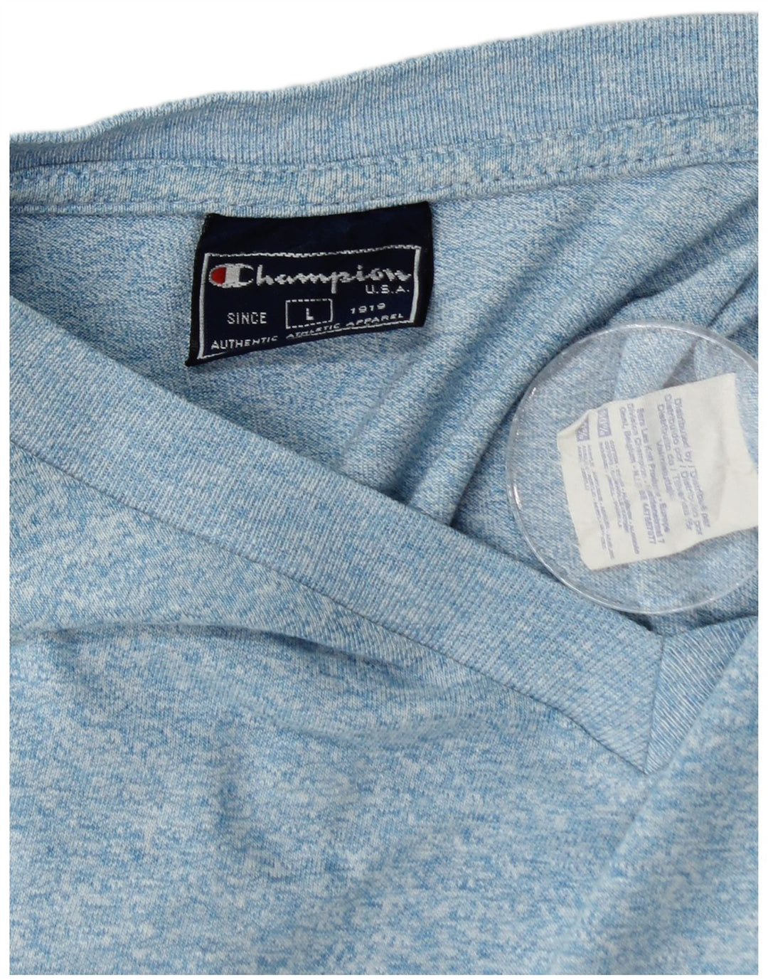 CHAMPION T-Shirt Homme Haut Large Bleu Moucheté Coton