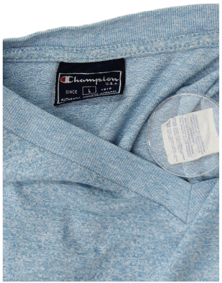 CHAMPION T-Shirt Homme Haut Large Bleu Moucheté Coton