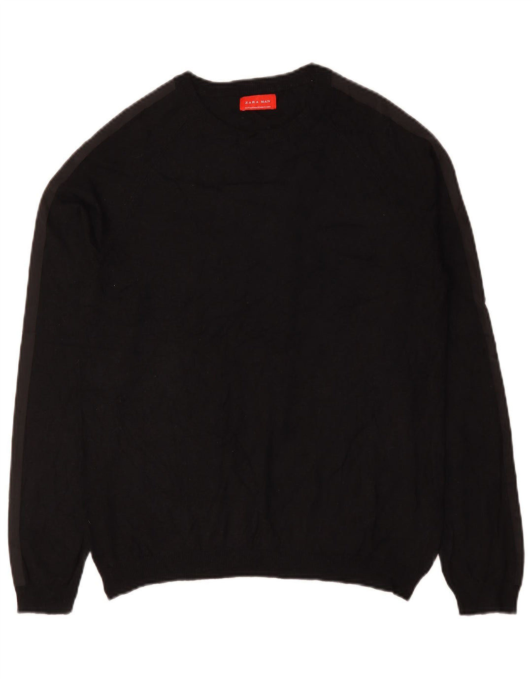 Zara Pull à col rond pour homme Noir moyen