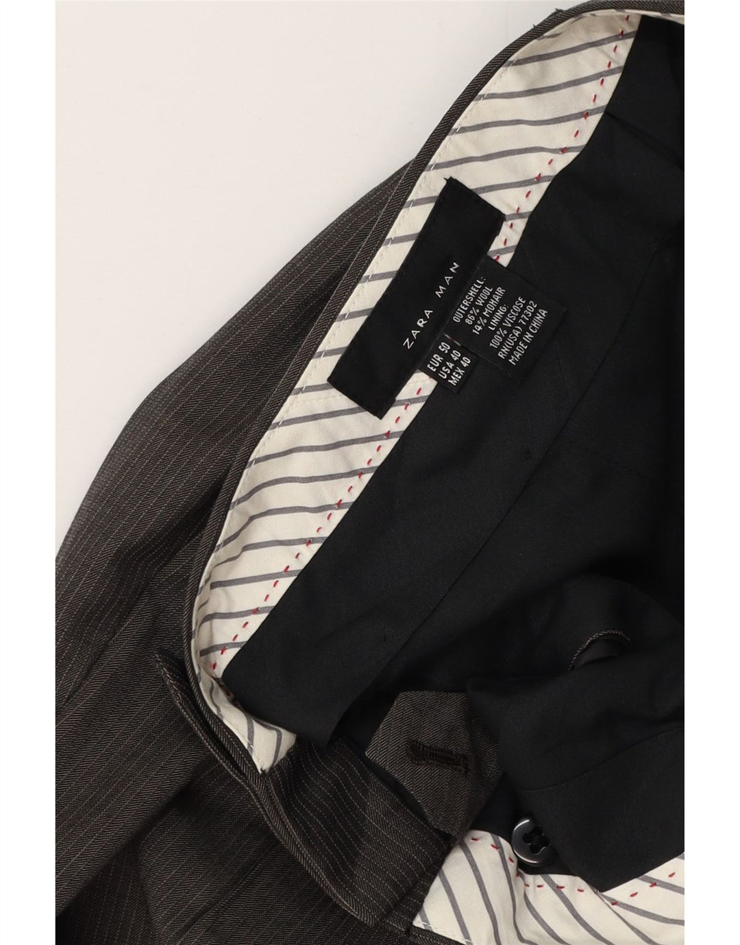 ZARA Pantalon de costume droit pour homme W32 L35 Laine à fines rayures grises