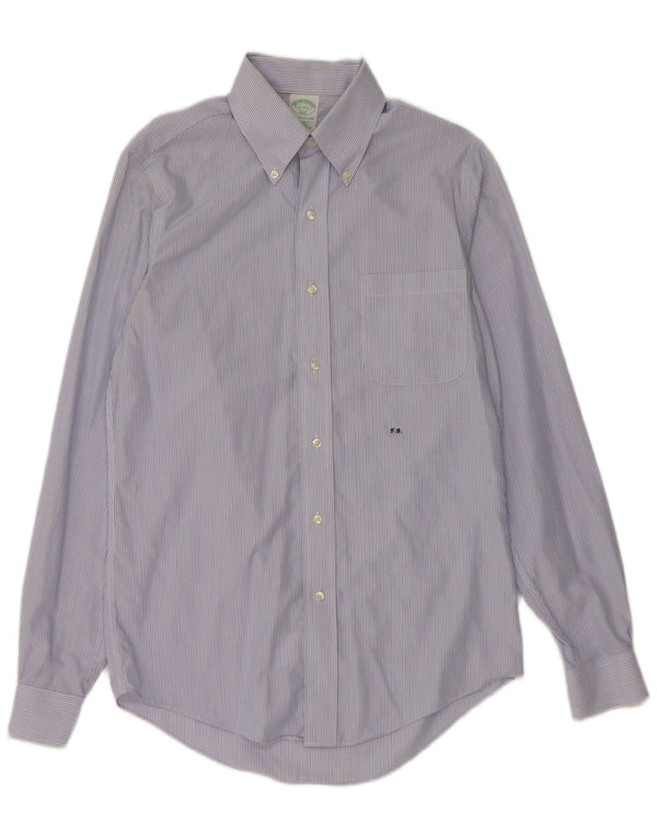 Brooks Brothers Mens 346 Chemise Taille 15 Coton rayé bleu moyen