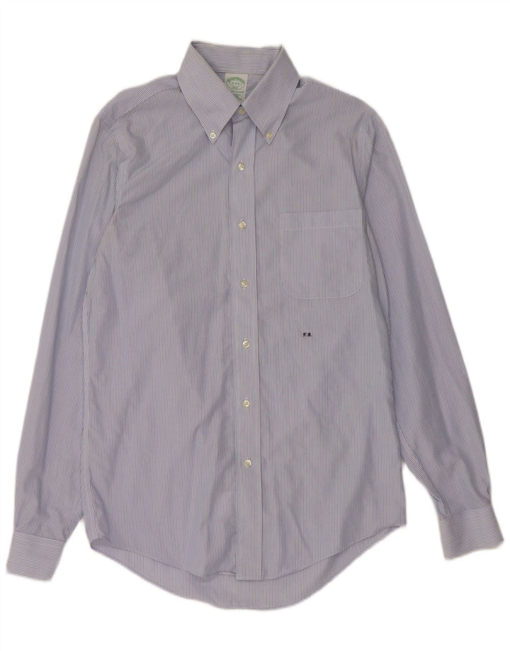 Brooks Brothers Mens 346 Chemise Taille 15 Coton rayé bleu moyen