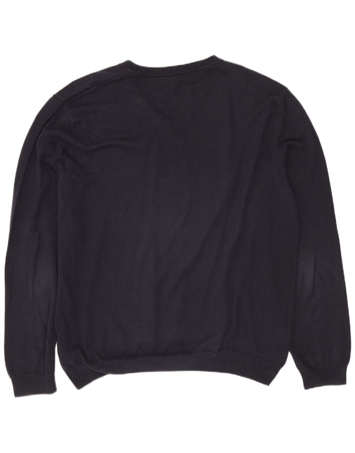 HUGO BOSS Homme Pull Col V XL Bleu Marine Coton