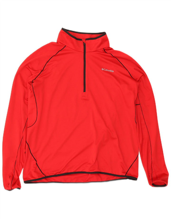 Columbia Pull polaire à col zippé pour homme 2XL Rouge Rayé Polyester
