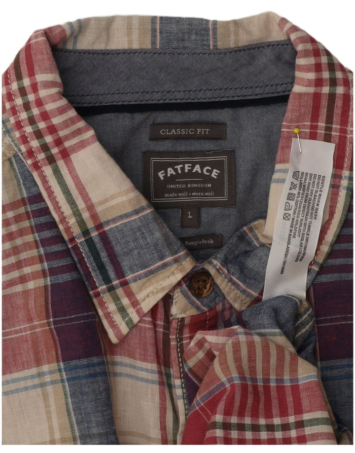 Fat Face Chemise à manches courtes pour homme Coupe classique Grand carreaux multicolores