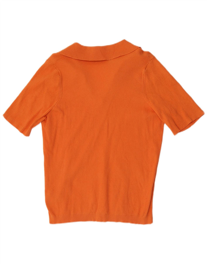 Marks & Spencer Polo Femme UK 16 Large Orange Coton