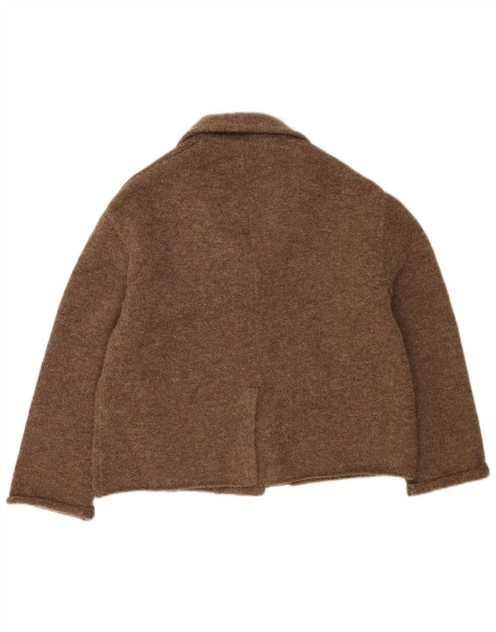Zara Cardigan surdimensionné pour femme UK 10 Petit polyester marron