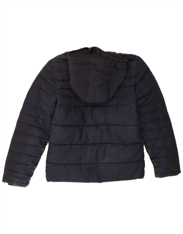 Zara Veste matelassée à capuche pour homme UK 36 Small Bleu marine Polyester