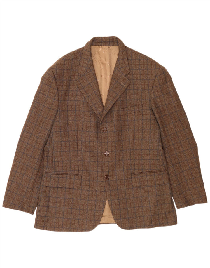 Brooksfield Veste blazer à 3 boutons pour homme UK 40 en laine à carreaux marron