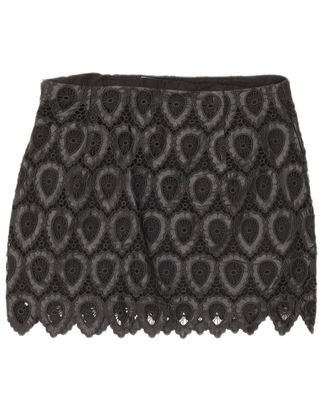 Zara Femme Mini Jupe Large W30 Noir Géométrique Polyester