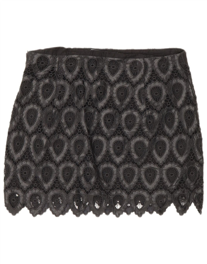 Zara Femme Mini Jupe Large W30 Noir Géométrique Polyester