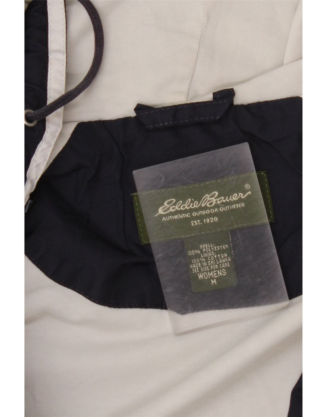 EDDIE BAUER Veste de pluie à capuche pour femme UK 14 Bleu marine moyen Polyester