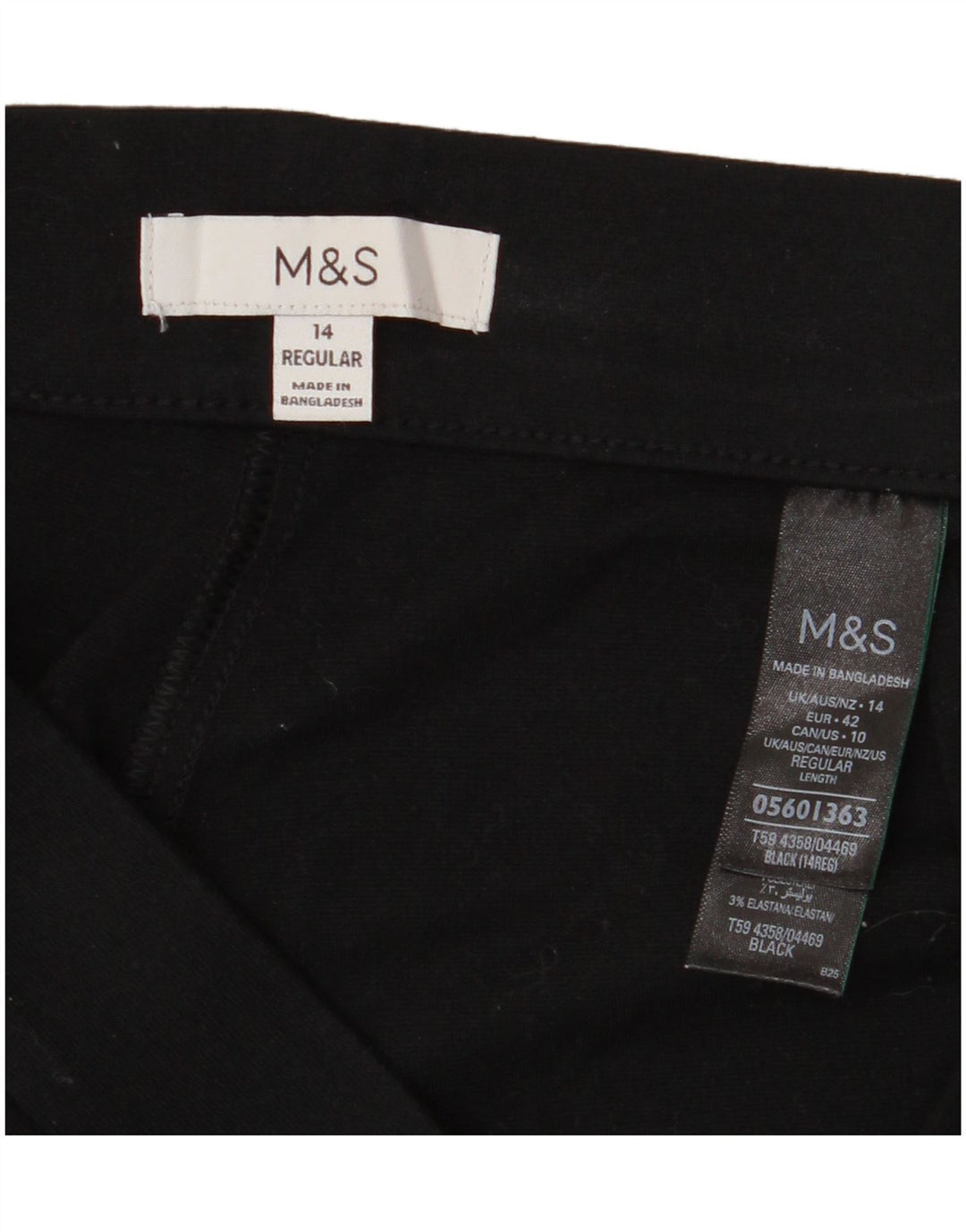 MARKS & SPENCER Pantalon décontracté fuselé pour femme UK 14 Large W34 L28 Noir