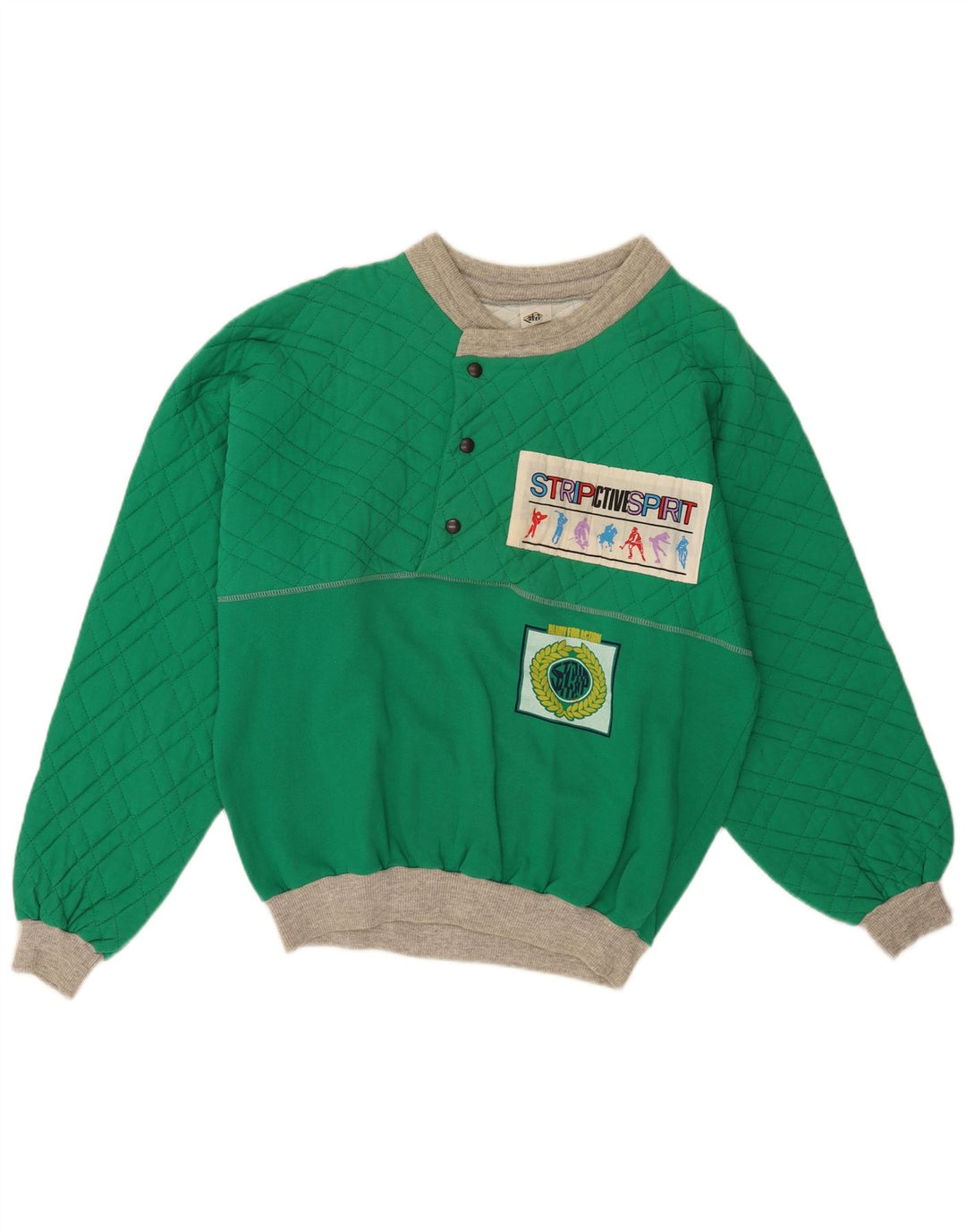 vintage Mens Graphic Sweatshirt Jumper Grand Coton Vert Rétro