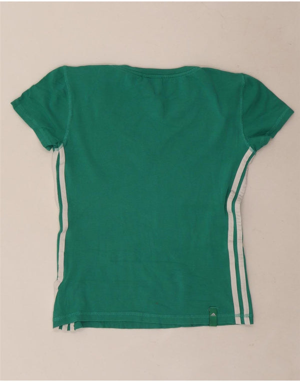 Adidas T-Shirt Femme Top UK 12 Coton Vert Moyen