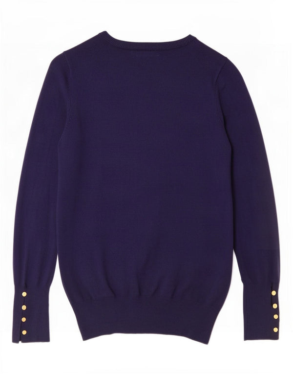 Zara Cardigan Femme Pull UK 10 Petit Bleu Marine Viscose