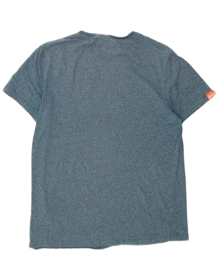Superdry Homme T-Shirt Top Large Bleu Moucheté