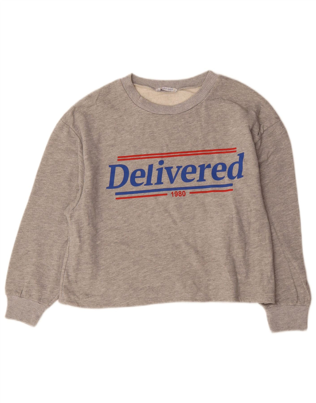 Zara Sweat-shirt surdimensionné graphique pour femme UK 10 Petit gris moucheté