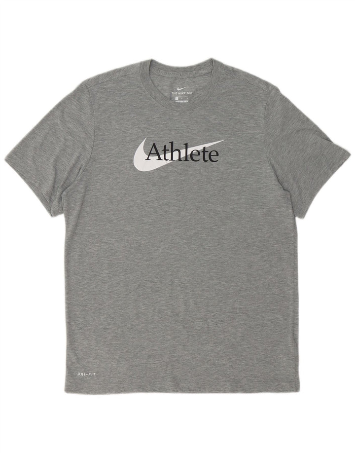 NIKE T-shirt graphique Dri Fit pour hommes, grand, gris, polyester