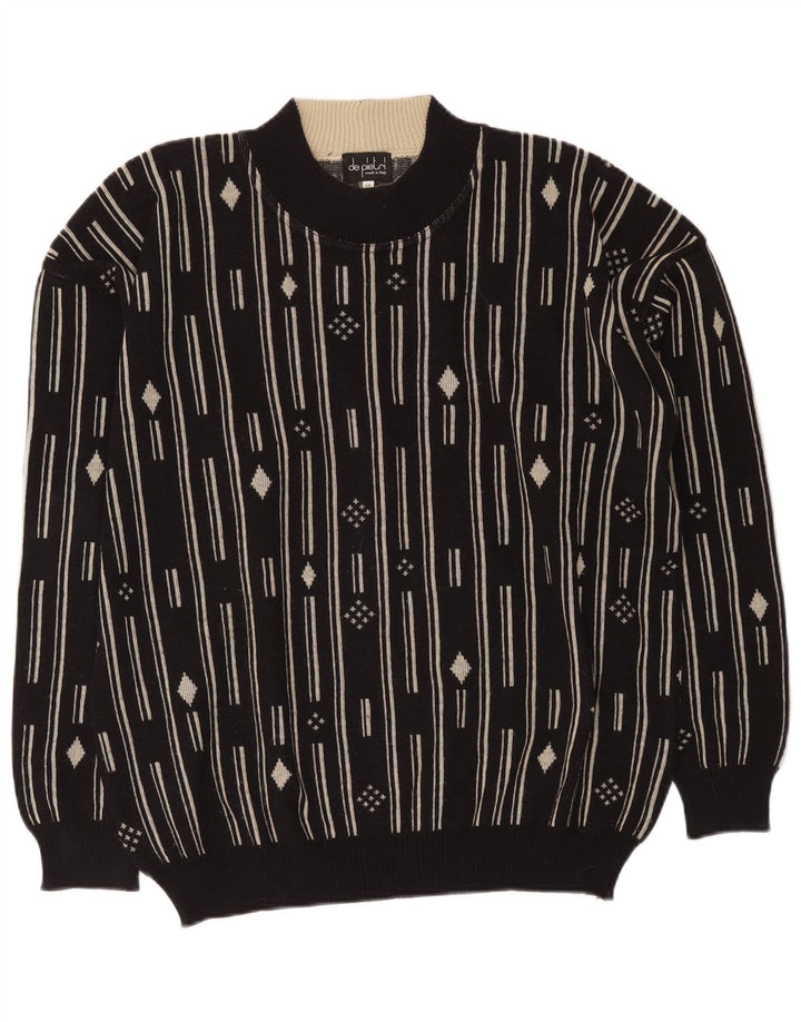 De Pietri Pull à col rond pour homme IT 48 Medium Noir Géométrique