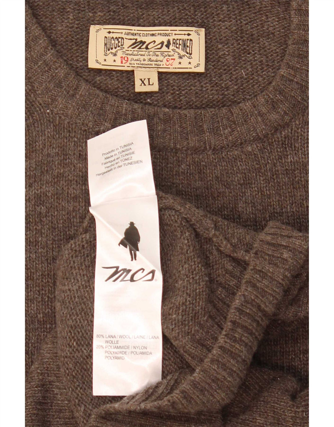 Marlboro Classics Pull à col rond pour homme XL en laine marron