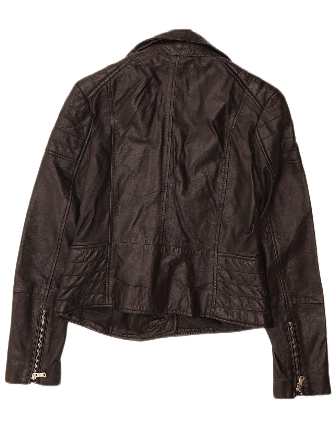 BARNEYS Veste de motard en cuir pour femme US 10 Grand cuir noir