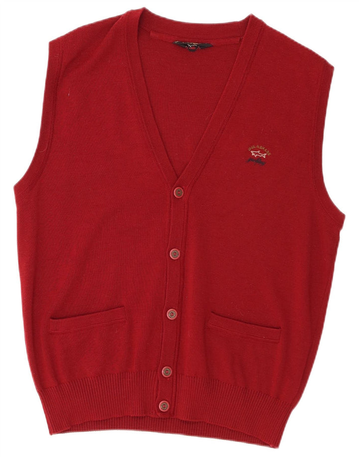 Paul & Shark Cardigan sans Manches Homme Laine Bordeaux Moyen