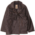 veste en cuir double poitrine vintage femme UK 20 2XL Marron