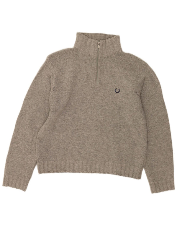 Fred Perry Pull col zippé pour femme UK 18 XL Gris laine d'agneau