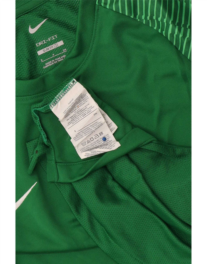Nike Hommes Dri Fit Slim T-Shirt Haut Petit Vert Rayé Polyester