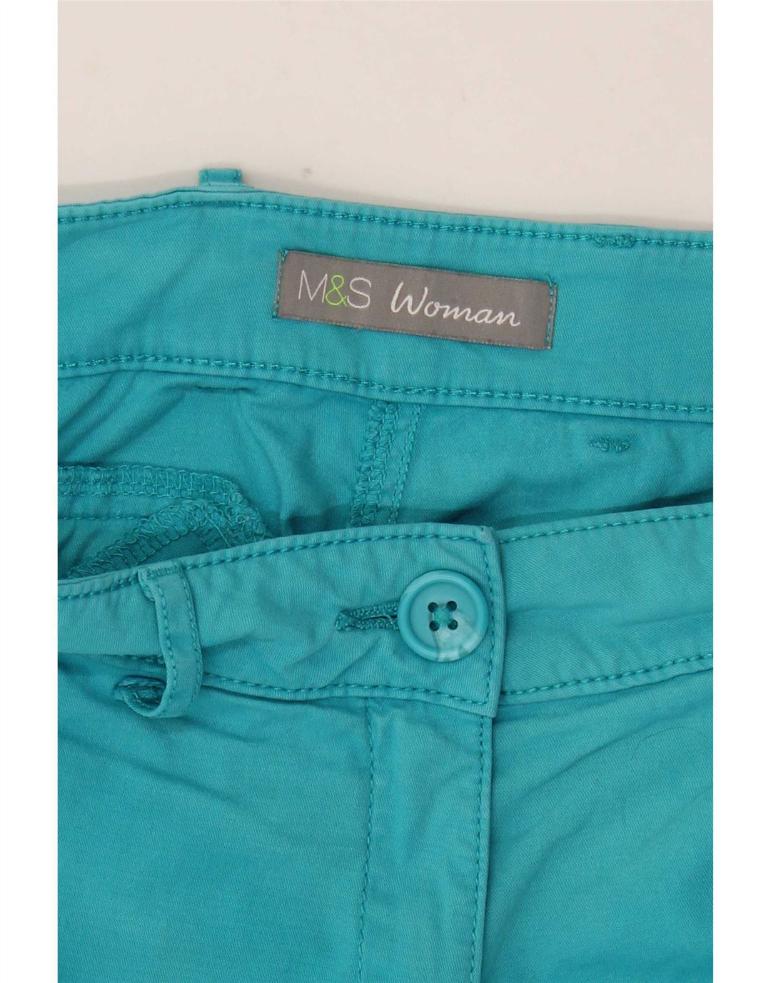 Marks & Spencer Pantalon Capri Femme UK 10 Small W32 L18 Turquoise