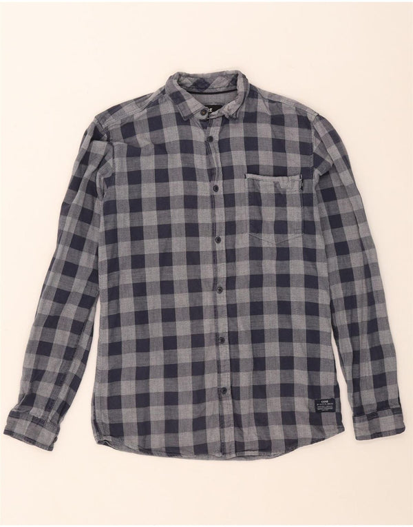 JACK & JONES Chemise Flanelle Homme Petit Carreaux Bleu Marine Coton