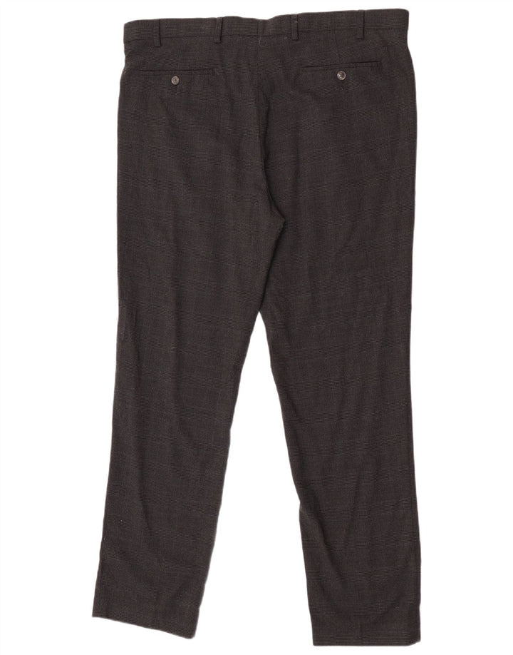 Marks & Spencer Pantalon de Costume Regular Homme W40 L32 Laine à Carreaux Noir