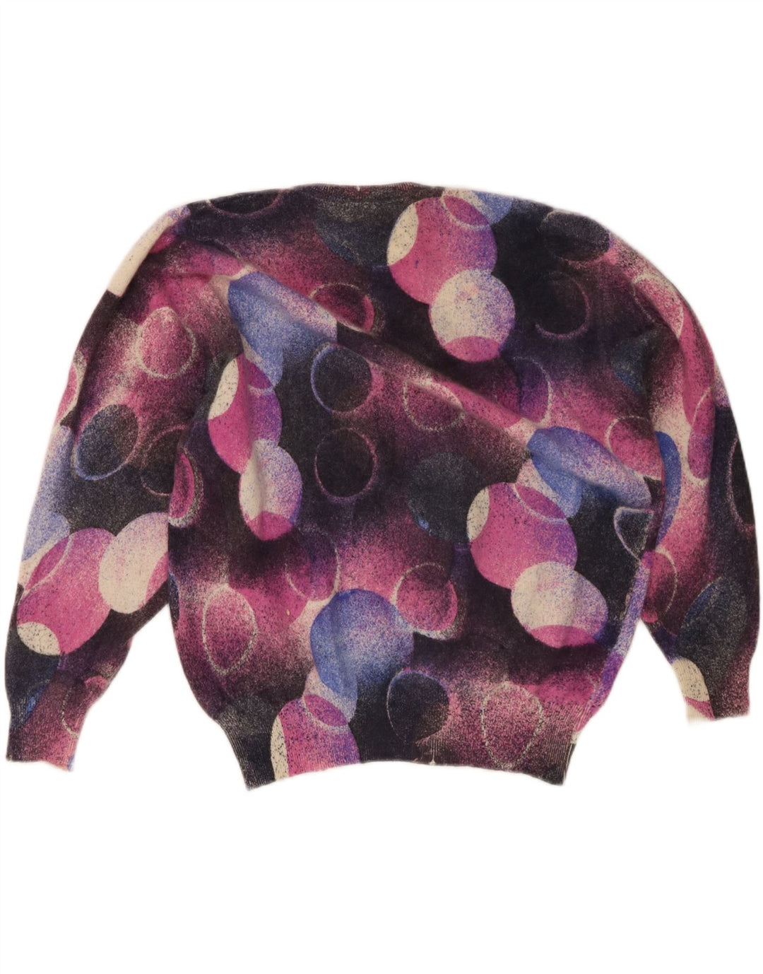 vintage Womens Crew Neck Jumper Sweater UK 16 Grand Angora multicolore