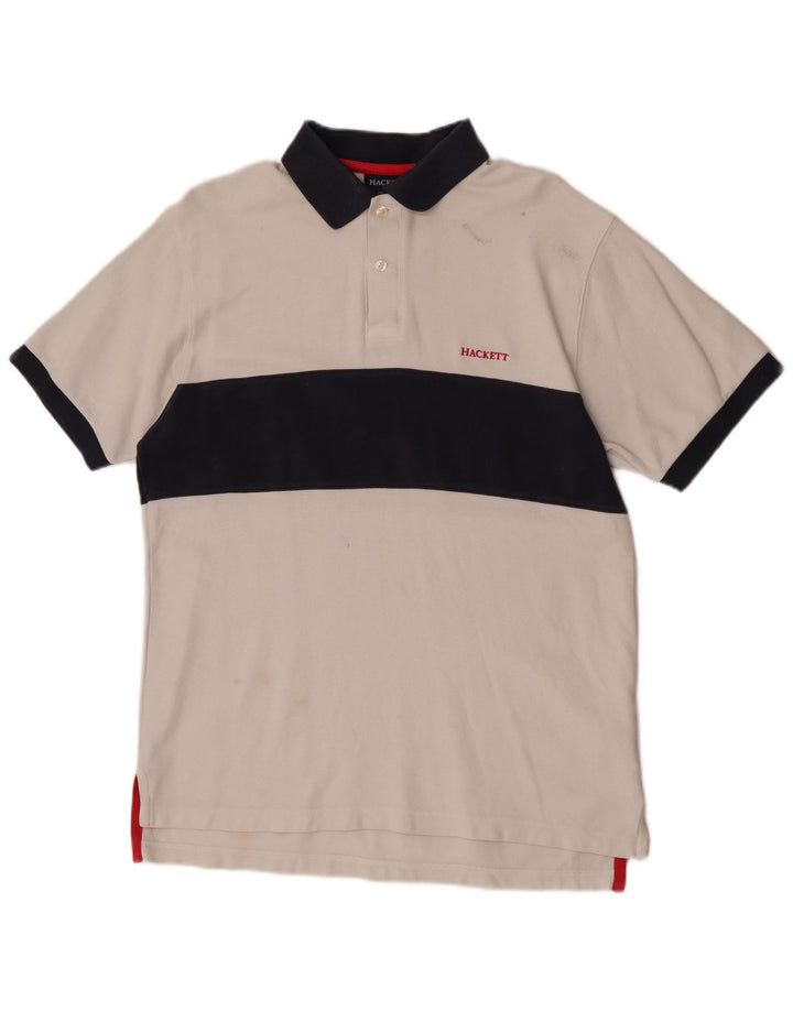 Hackett Polo Rugby Homme Blanc Moyen Coton Colorblock