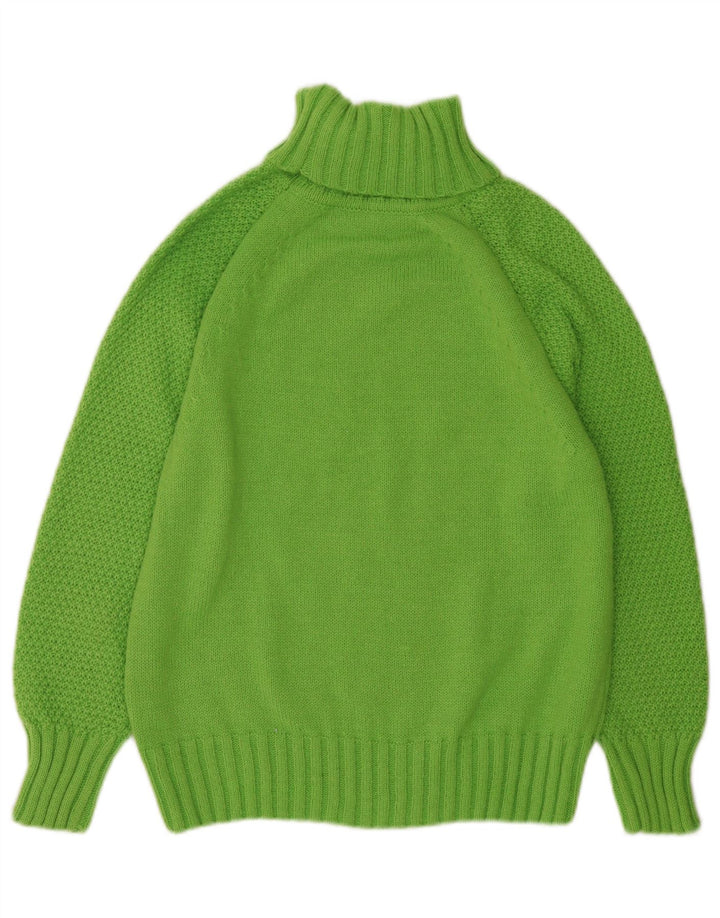 vintage Femmes Oversize Roll Neck Jumper Pull UK 10 Petit Vert