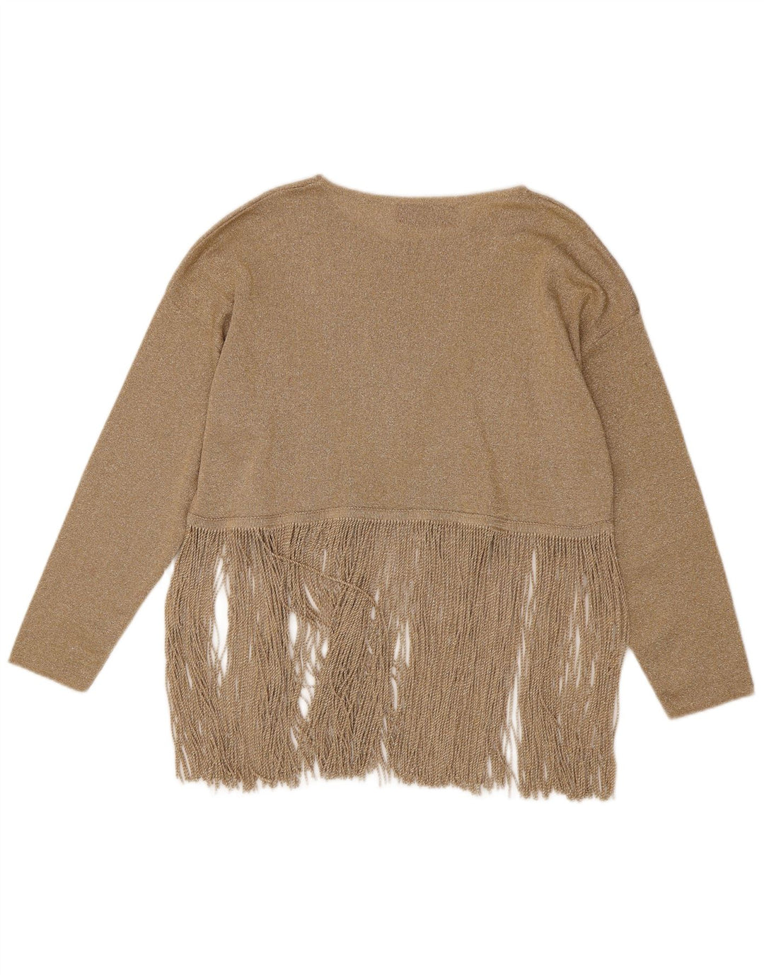 Stefanel Haut surdimensionné à manches longues pour femme UK 14 Medium Gold Cupro