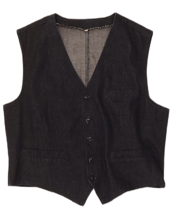 vintage Mens Denim Gilet IT 54 XL Bleu Marine Coton