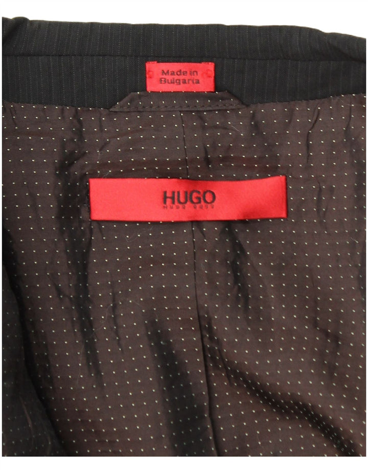 Hugo Boss Veste blazer à 2 boutons pour homme UK 44 2XL Laine à fines rayures noires