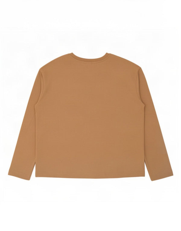 John Lewis Haut surdimensionné à manches longues pour femme UK 12 Coton beige moyen