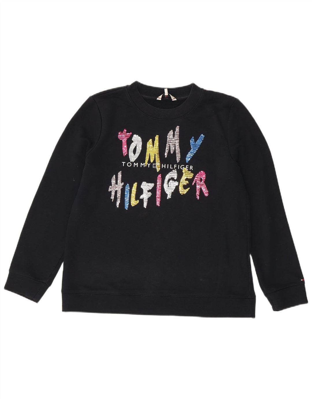 Tommy Hilfiger Sweat-shirt graphique pour femme UK 14 Bleu marine moyen