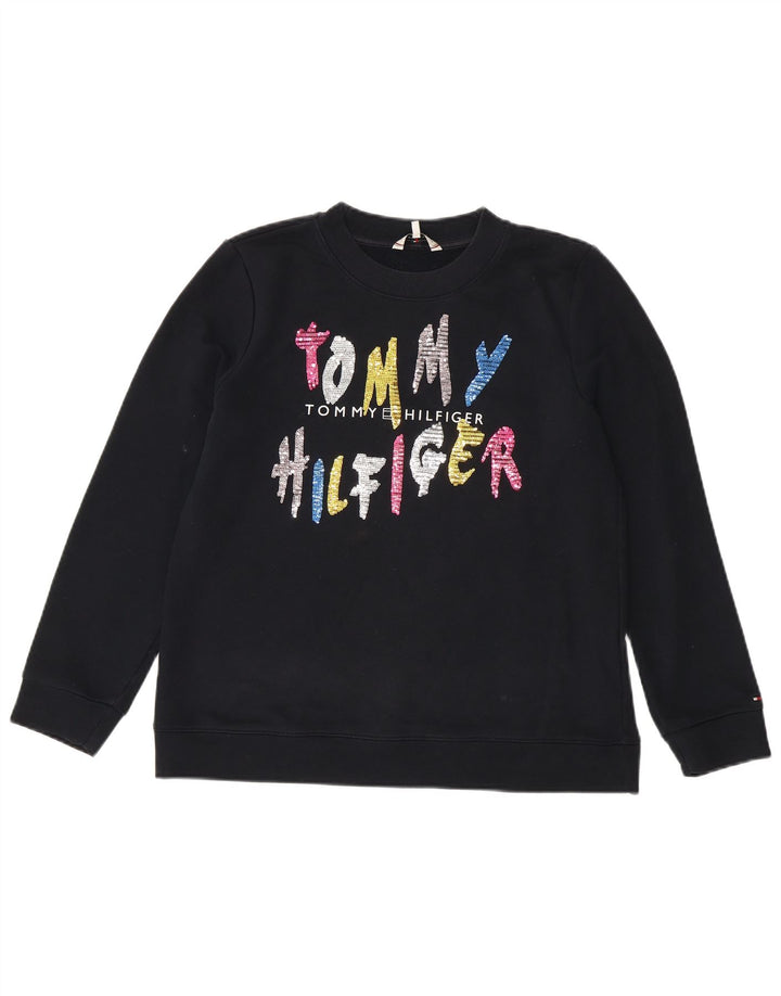 Tommy Hilfiger Sweat-shirt graphique pour femme UK 14 Bleu marine moyen