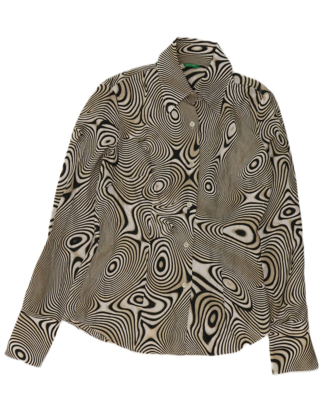 BENETTON Chemisier à motif abstrait pour femme UK 44 Noir moyen