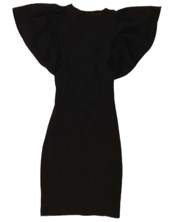 Zara Robe moulante chauve-souris pour femme UK 8 Petit coton noir