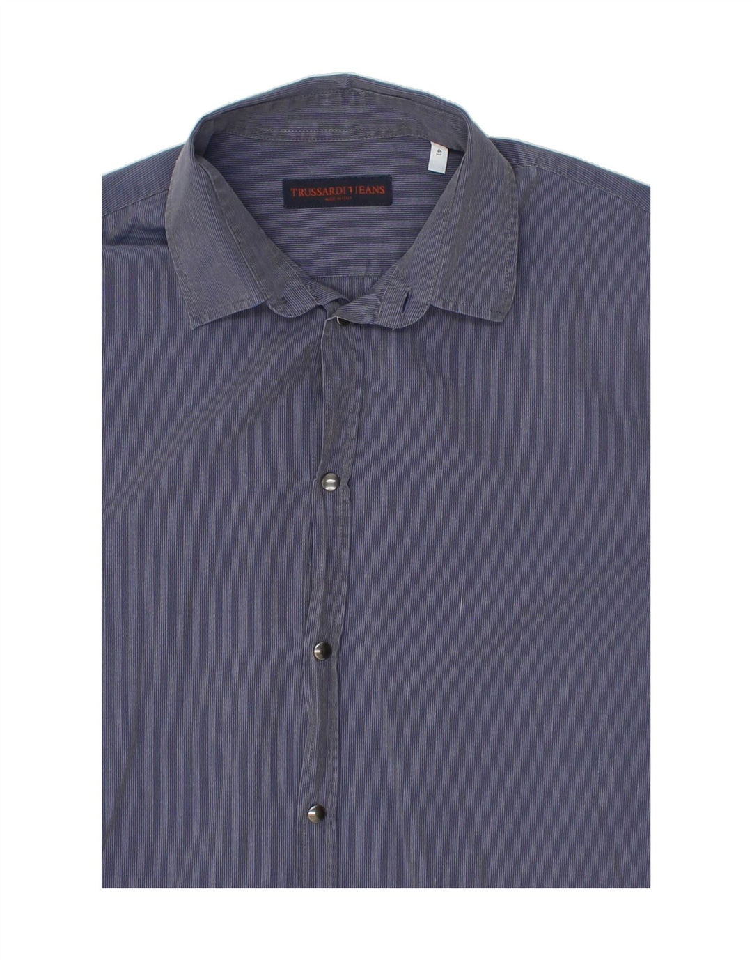 TRUSSARDI JEANS Mens Shirt Size 41 Medium Blue Pinstripe Cotton Vintage Trussardi Jeans and Second-Hand Trussardi Jeans from Messina Hembry 