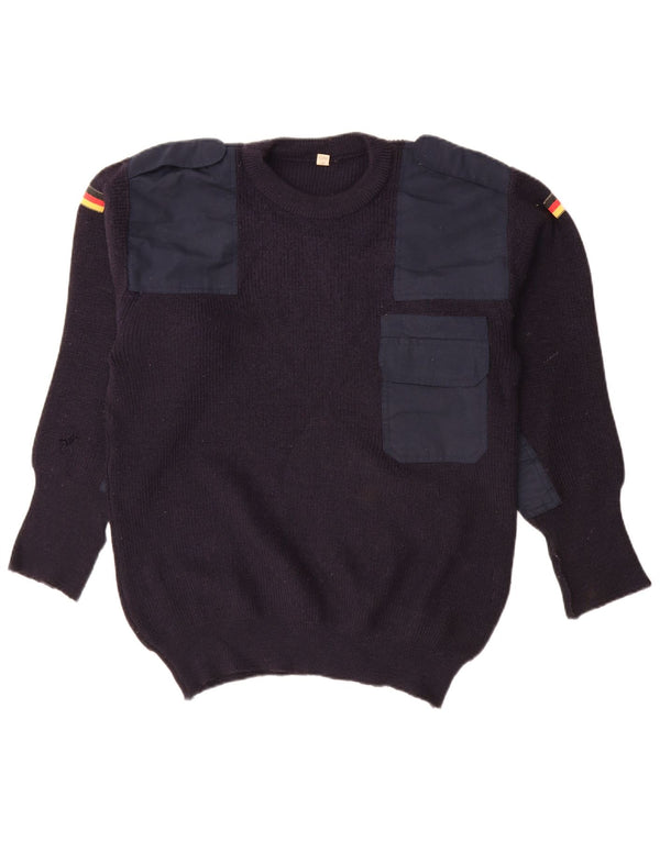 Halfen Pull militaire à col rond pour homme EU 52 Large Bleu marine