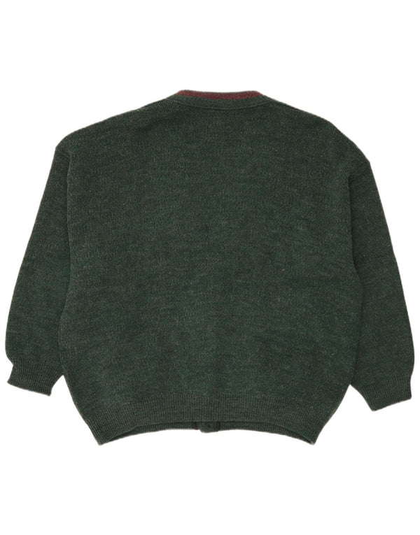 vintage Homme Cardigan Pull XL Laine Verte