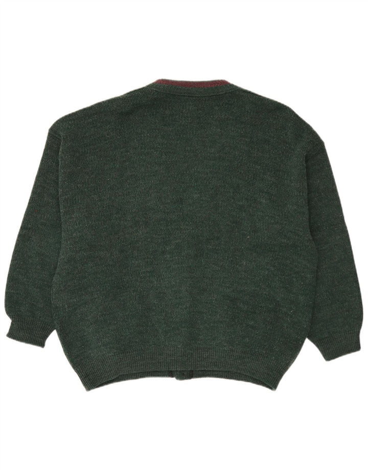 vintage Homme Cardigan Pull XL Laine Verte
