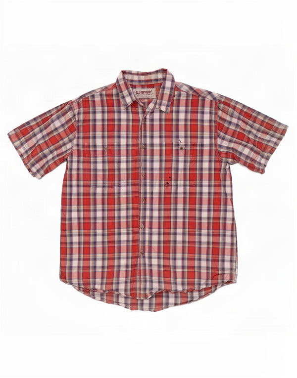 Wrangler Chemise à manches courtes pour homme XL en coton à carreaux rouges