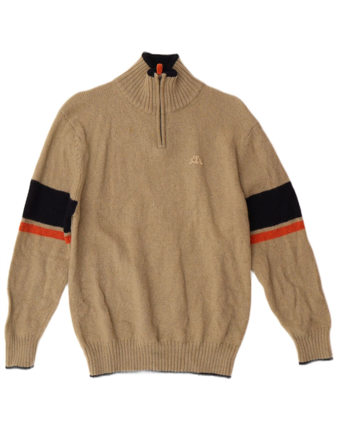 Kappa Pull col zippé pour femme en laine rayée beige moyen classique